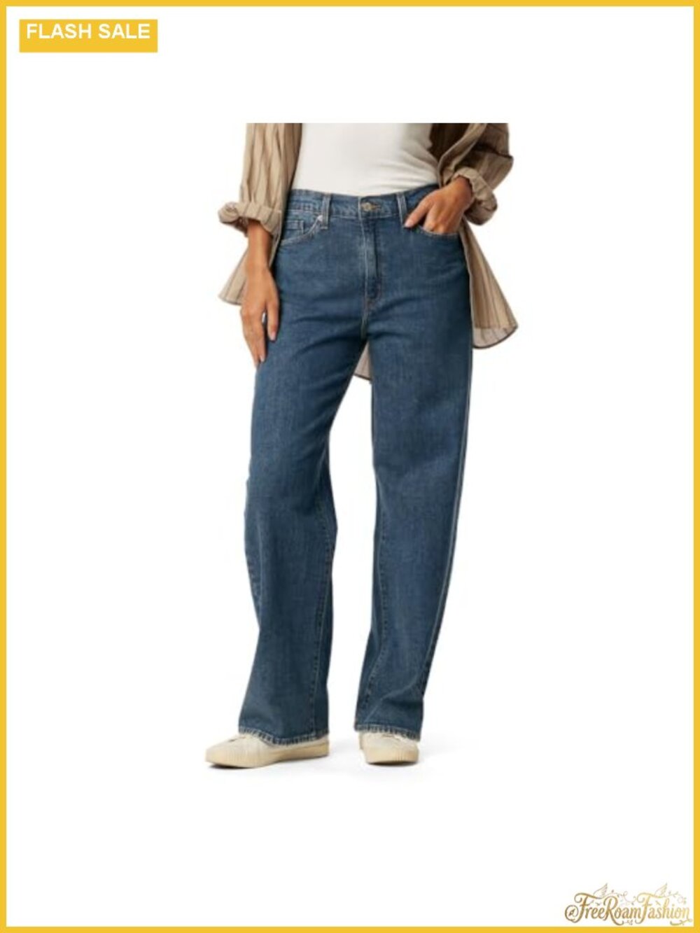 Wide Leg Jeans Mid Rise Stretch Denim Curvy Plus